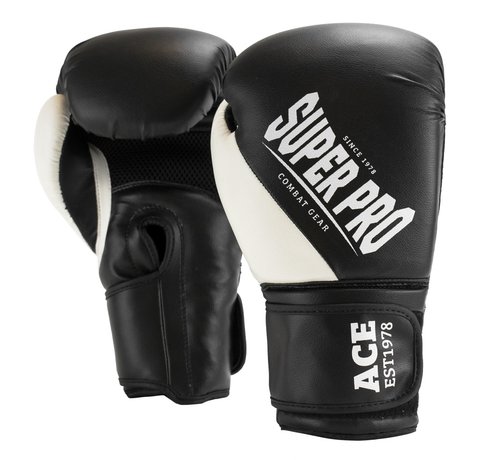 Super Pro ACE (kick)bokshandschoenen Zwart/Wit