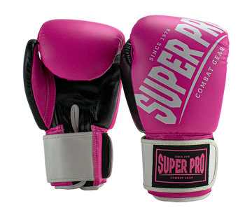 Super Pro (kick)bokshandschoenen Rebel Zwart/Roze/Wit