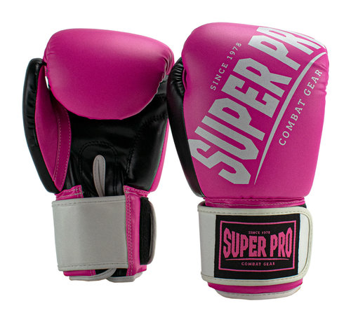 Super Pro (kick)bokshandschoenen Rebel Zwart/Roze/Wit