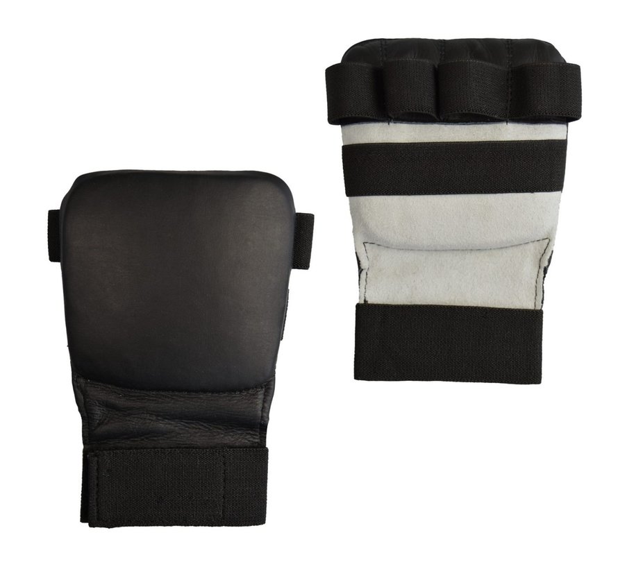 karate handbeschermers leder, zwart