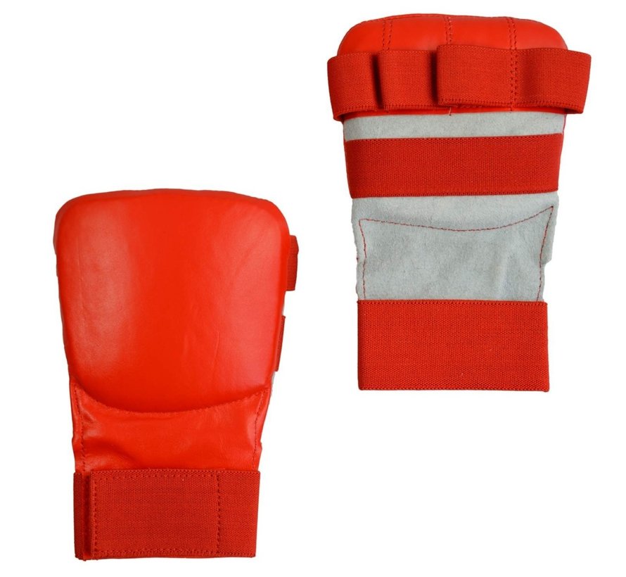 karate handbeschermers leder, rood