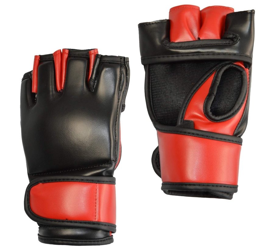 MMA glove PU, zwart-rood