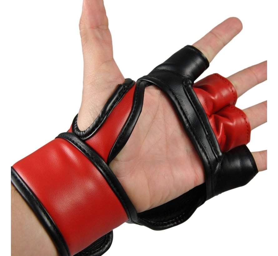 MMA glove PU, zwart-rood