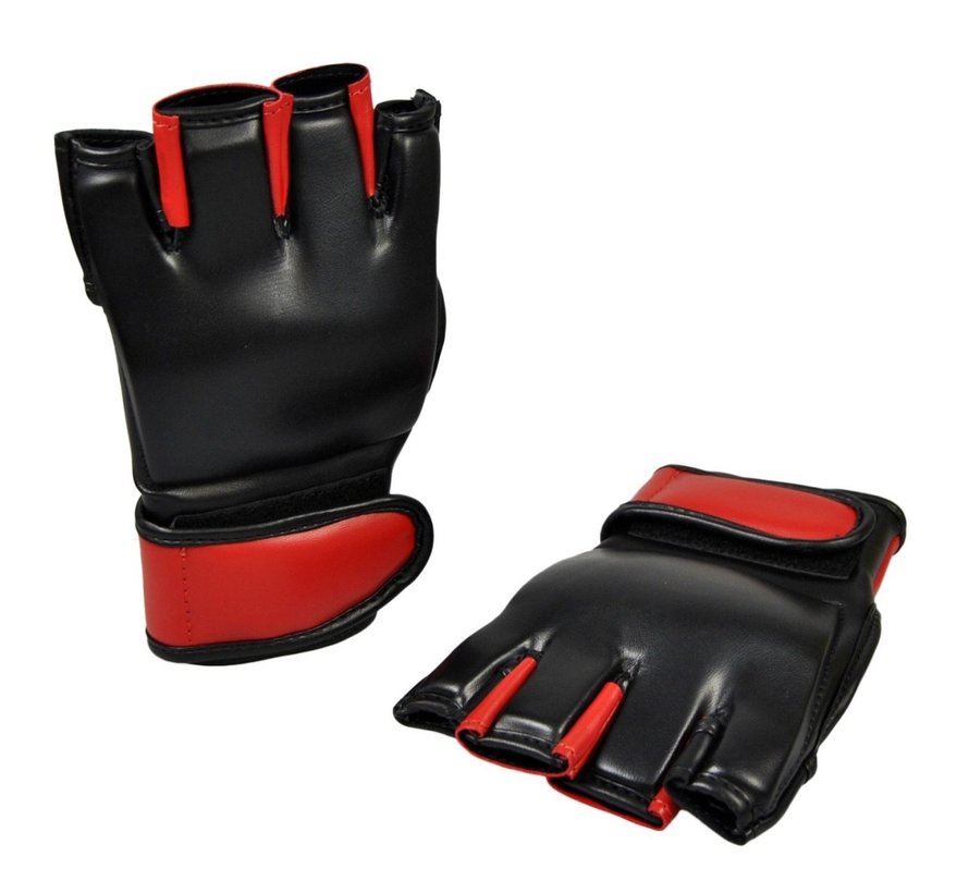 MMA glove PU, zwart-rood