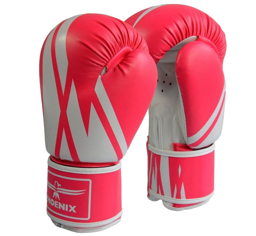 bokshandschoenen,PU, roze-wit