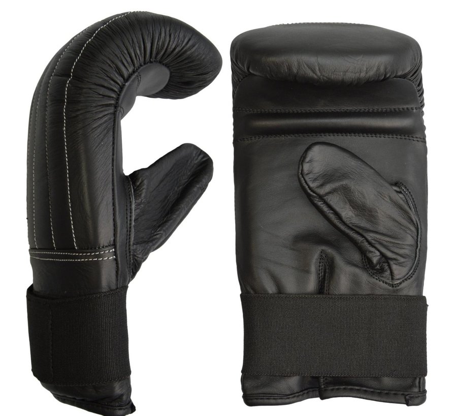 bokszak handschoenen koeleder, volledig elastische, zwart