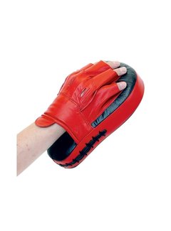 Phoenix coaching mitt, gebogen, leder, rood+zwart