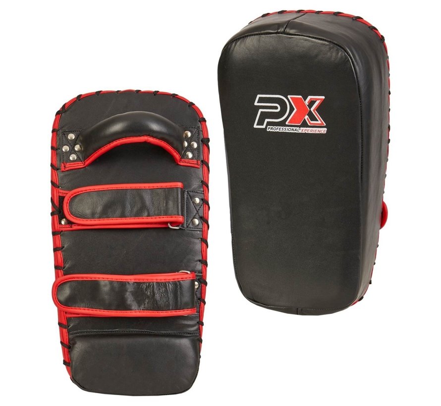 PX arm mitt leder, zwart-rood, gebogen L42 x B20 x D10 cm