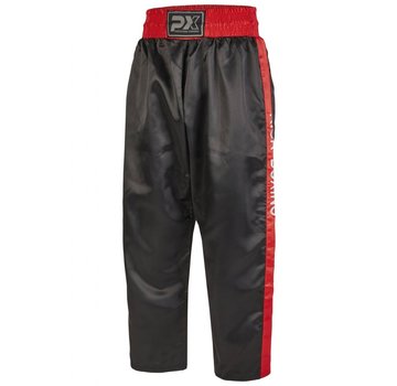 Phoenix PX kickboksbroek satijn, zwart-rood