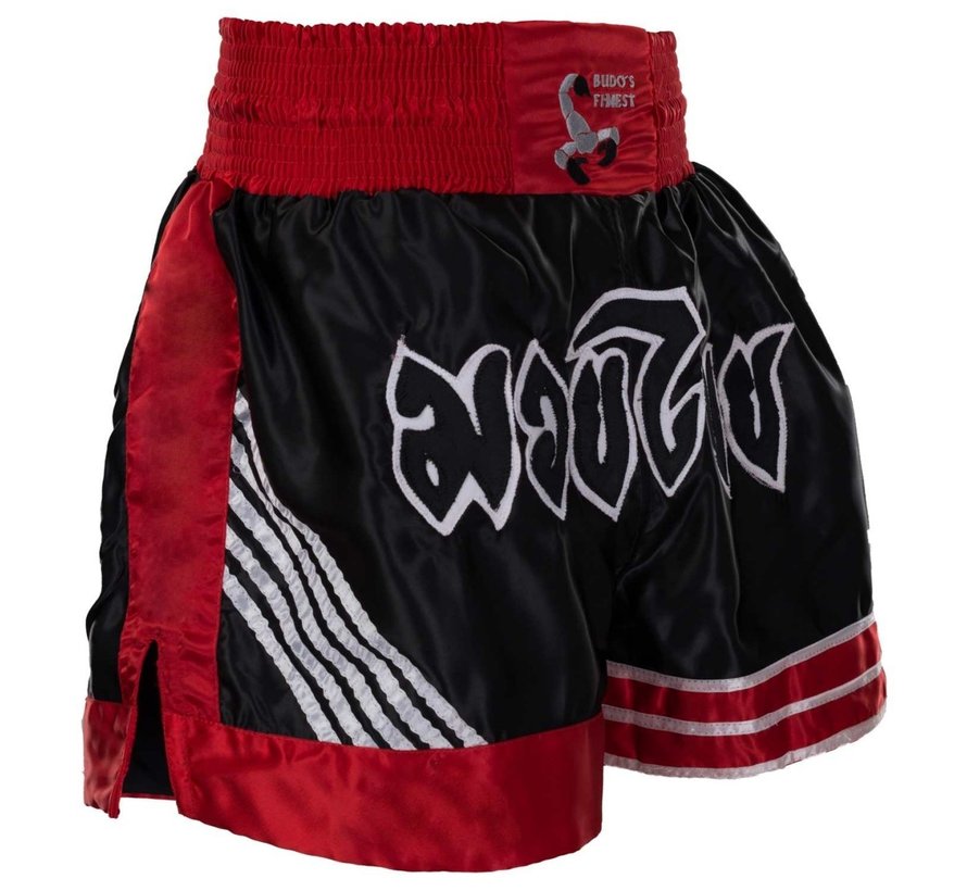 BUDOS FINEST Thai shorts, zwart-rood-wit