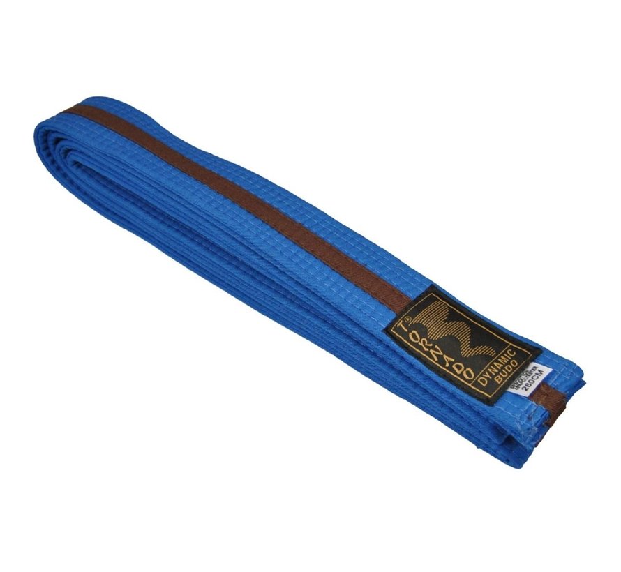 dubbel gekleurde vechtsportband, blauw-bruine streep