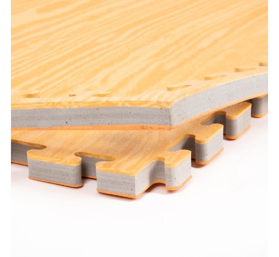 Omkeerbare puzzelmat, houtlook - met staffelkorting