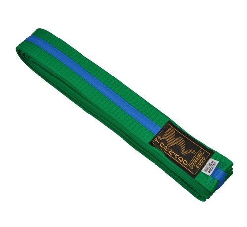 Phoenix dubbel gekleurde vechtsportband, groen blauwe streep