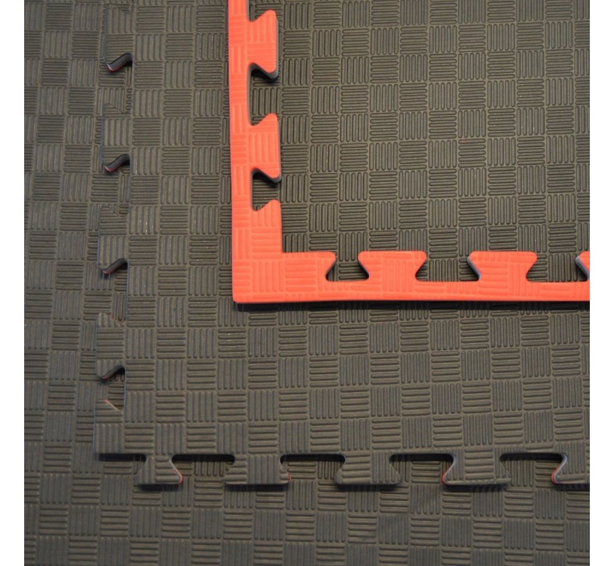 Puzzelmat zwart rood 100x100x2cm - met staffelkorting