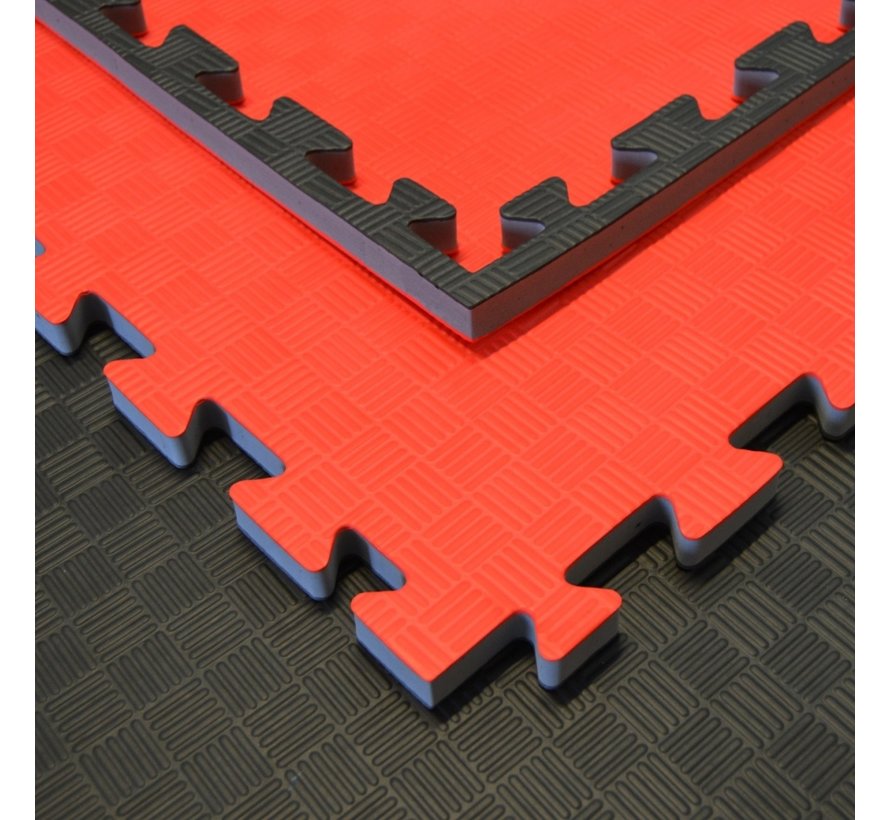 Puzzelmat zwart rood 100x100x2cm - Gratis verzonden