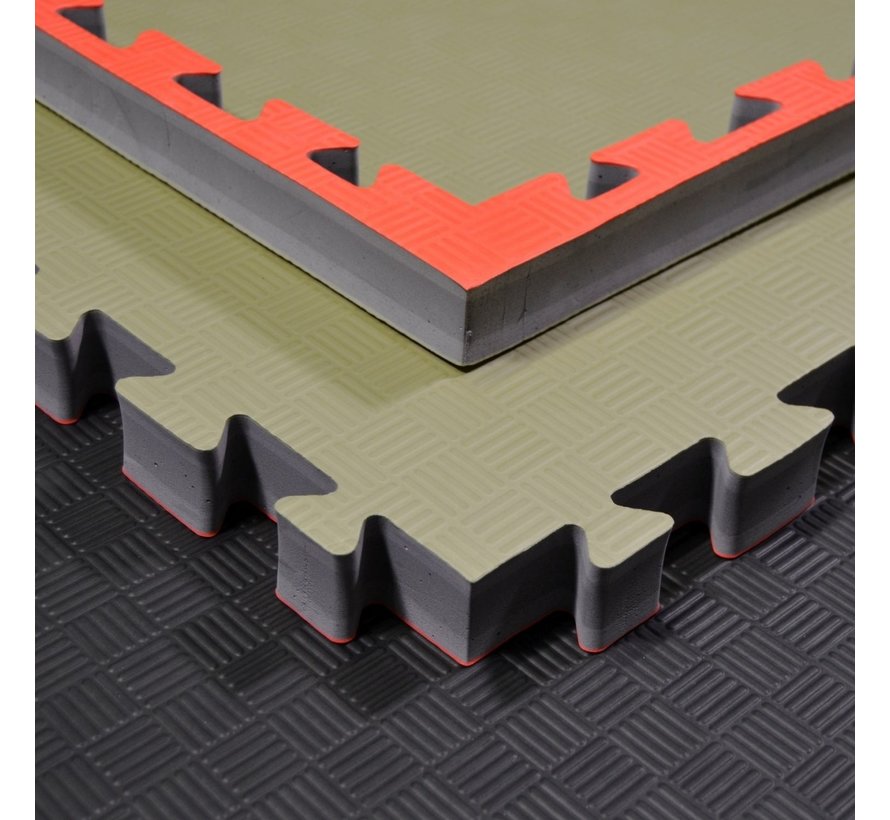 Judomat puzzelmat rood groen 100x100x4cm - met staffelkorting