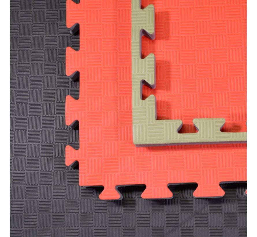 Judomat puzzelmat rood groen 100x100x4cm - met staffelkorting