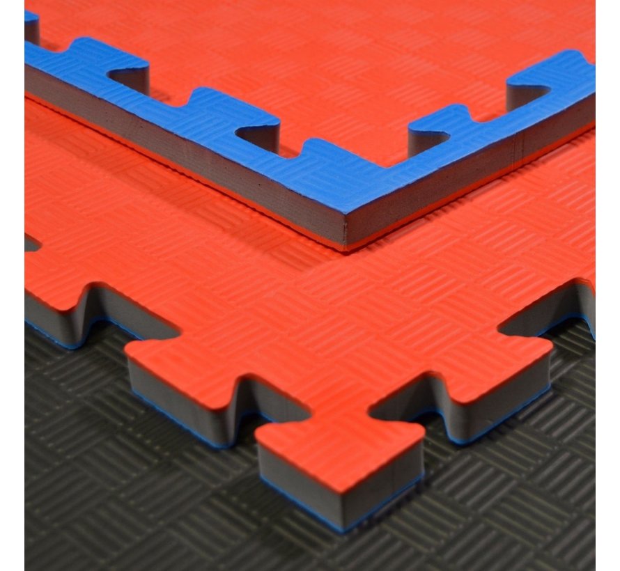 Judomat puzzelmat blauw rood 100x100x2cm - Gratis verzonden