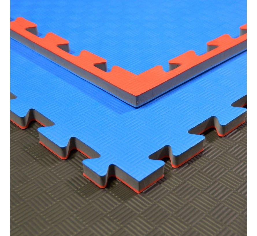 Judomat puzzelmat blauw rood 100x100x2cm - met staffelkorting