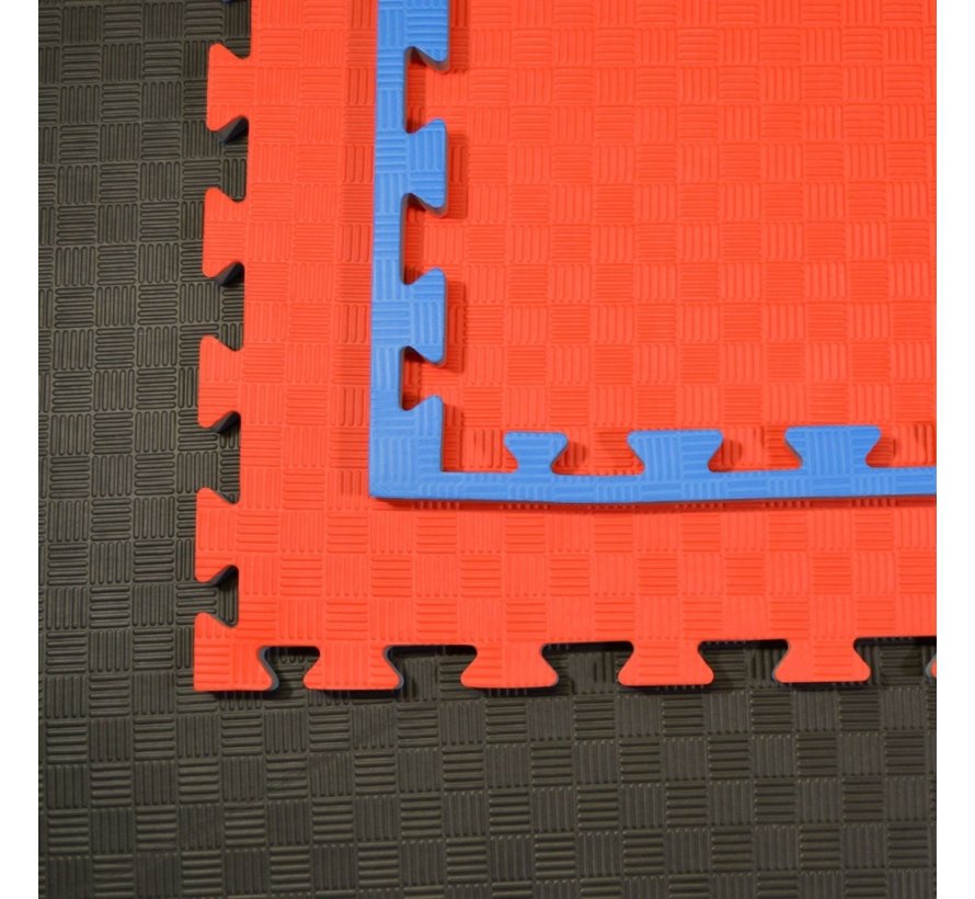 Judomat puzzelmat blauw rood 100x100x2cm - met staffelkorting