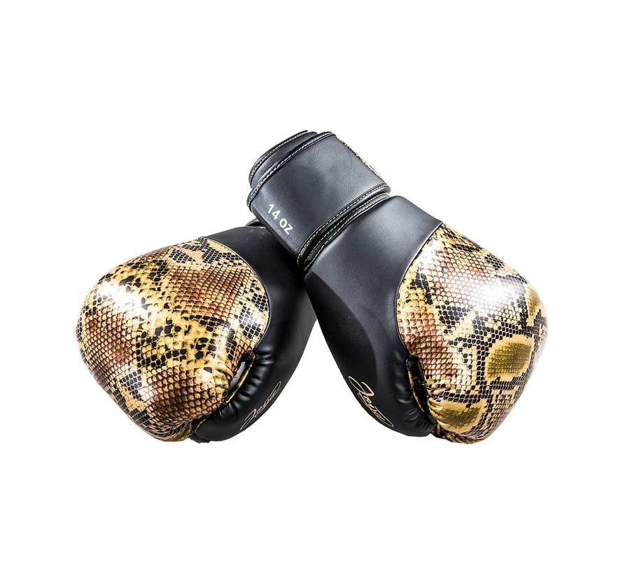 Thailand Kickboxing Glove - Snake - Goud Zwart -