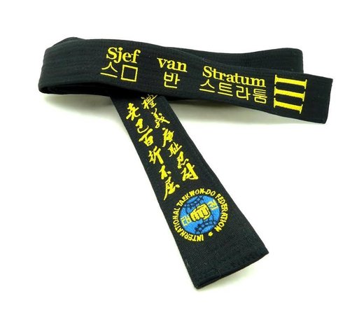 Senior ITF Taekwon-Do Zwarte band borduren (prijs per zijden)