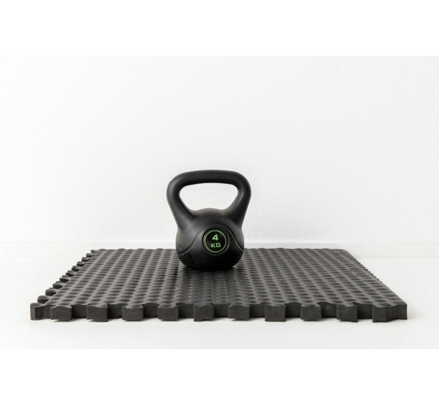 Rubber Fitness mat 62 x 62 x 2,4 cm  zwart- Gratis verzonden