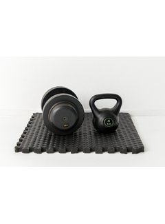 Rubber Fitness mat 62 x 62 x 2,4 cm  zwart- Gratis verzonden