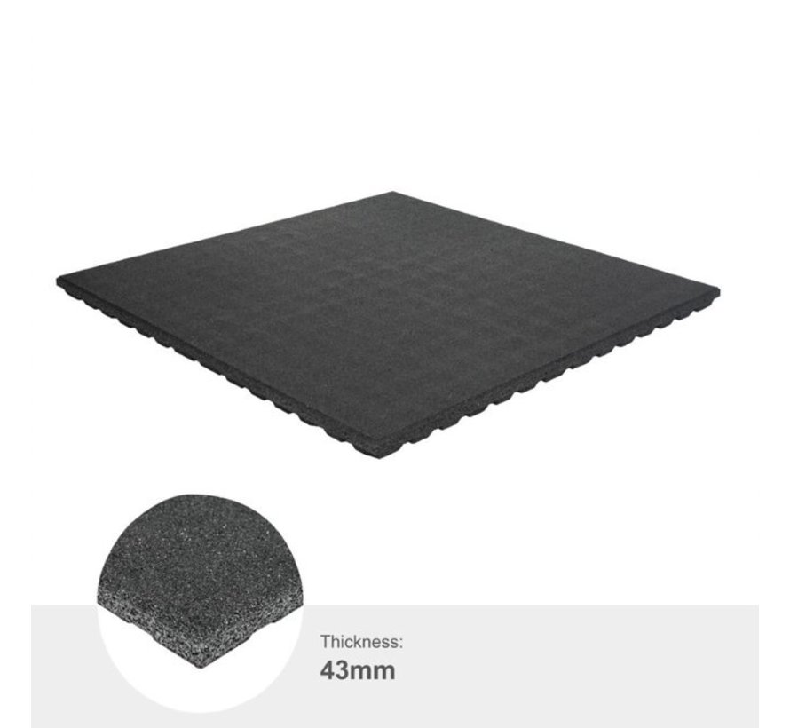 Rubber fitness tegel Standard Black  100x100 - Gratis verzonden