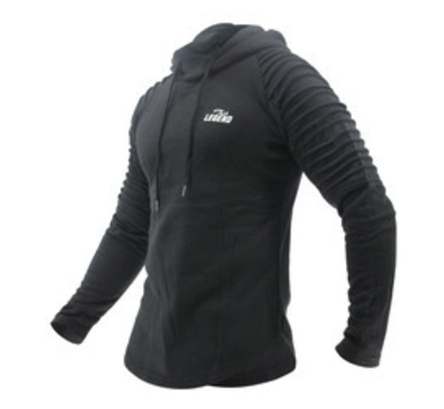 Hoodie Rib Sleeve zwart - Maat M - OP=OP