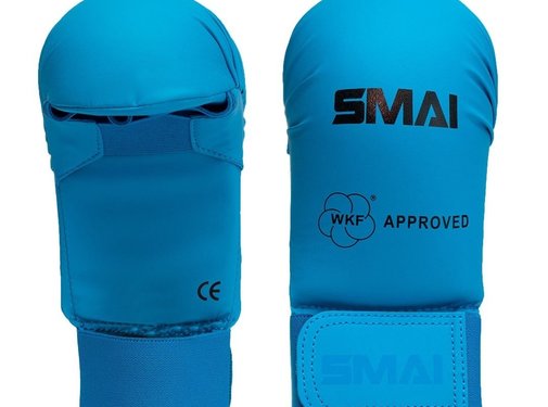 SMAI WKF karate handbeschermer zonder duim - blauw