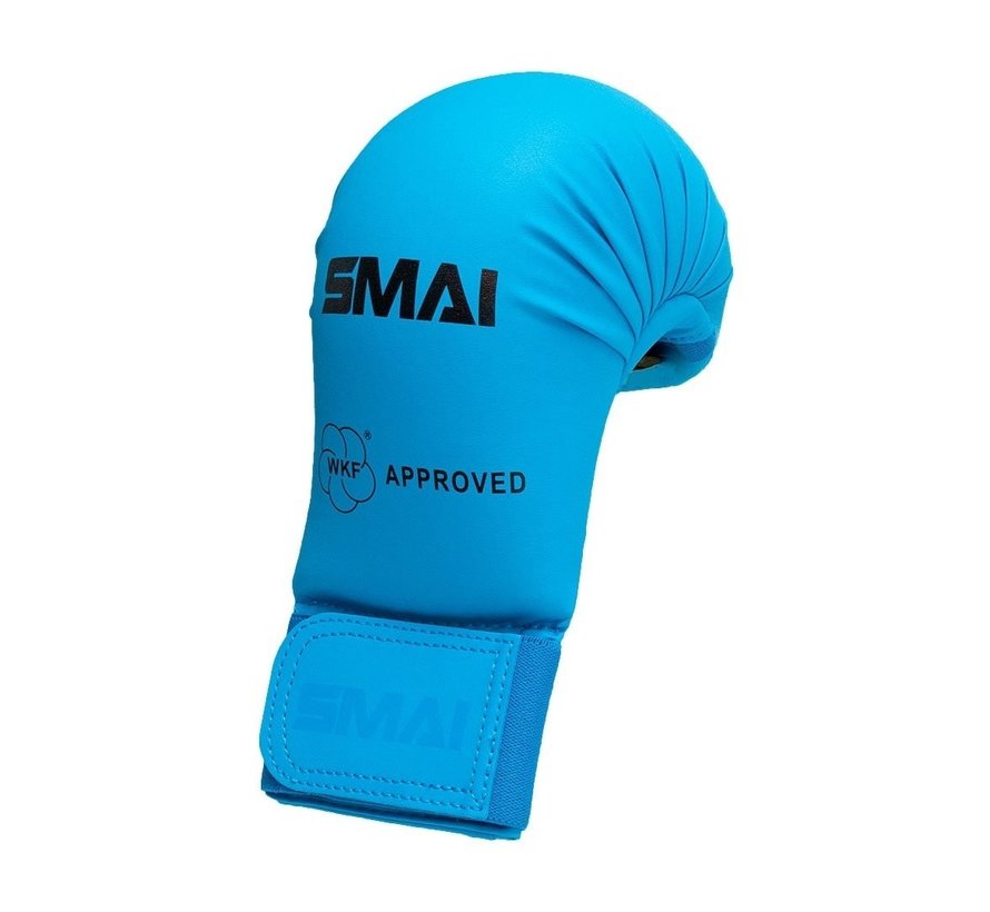 WKF karate handbeschermer zonder duim - blauw