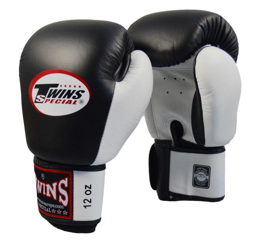 Boxing gloves, leather, black-white