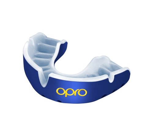 Opro Gebitsbeschermer Self-Fit Gold-Edition V2 Donkerblauw/Wit Junior