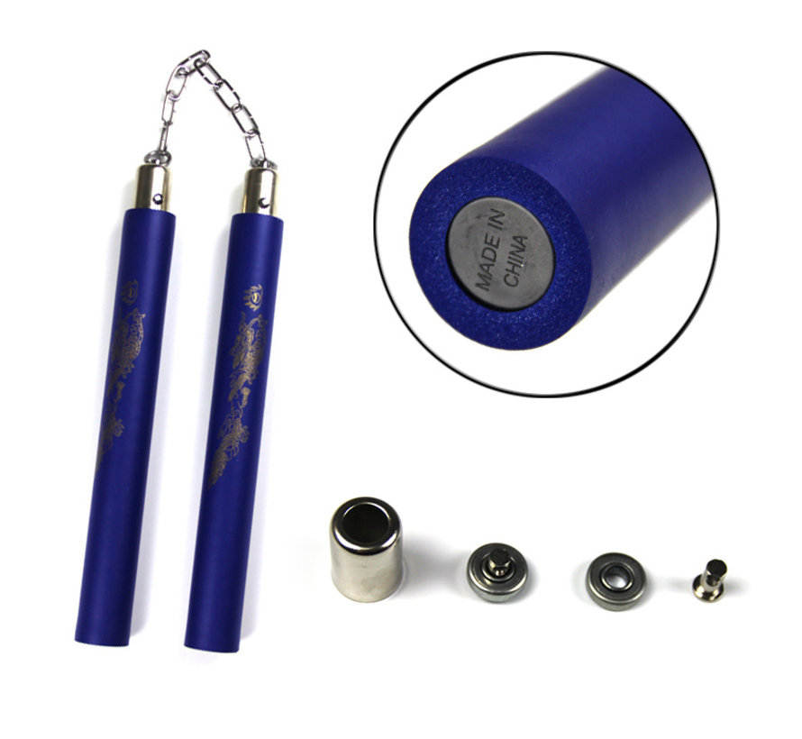 3 X Nunchaku met ketting - zwart -rood -blauw