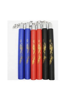 3 X Nunchaku met ketting  - zwart -rood -blauw