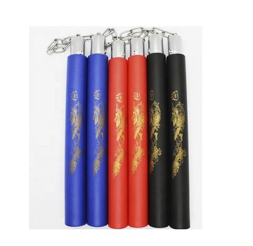 3 X Nunchaku met ketting  - zwart -rood -blauw