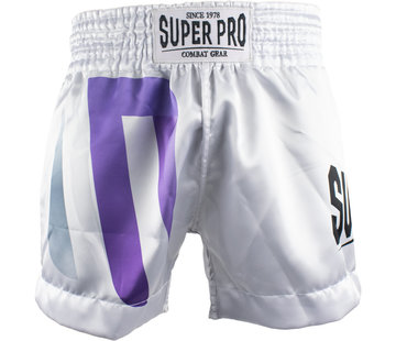 Super Pro Thai Short No Mercy Wit/Paars/Zilver