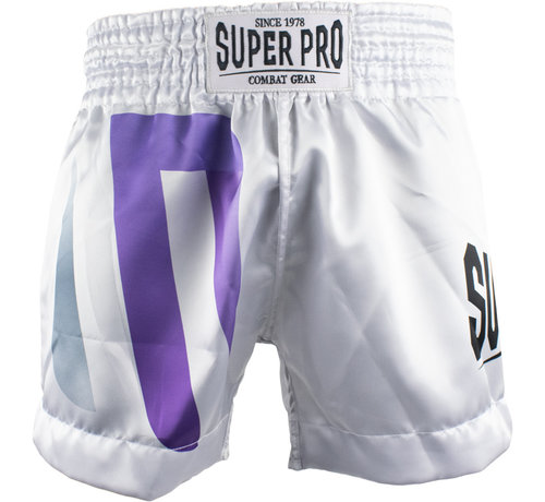 Super Pro Thai Short No Mercy Wit/Paars/Zilver