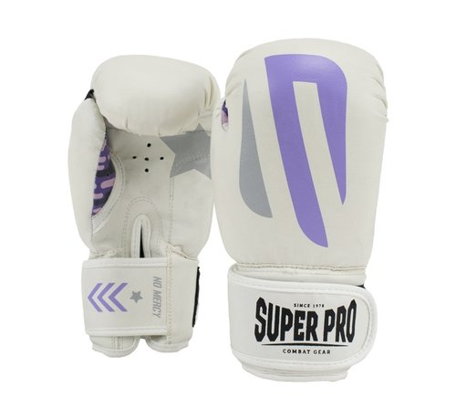 Super Pro (kick)Bokshandschoenen Kids No Mercy Wit/Paars/Zilver