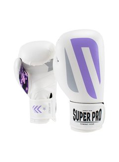 Super Pro (kick)Bokshandschoenen PU No Mercy Wit/Paars/Zilver