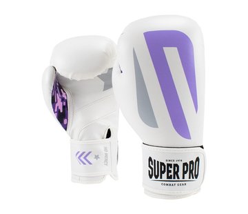 Super Pro (kick)Bokshandschoenen PU No Mercy Wit/Paars/Zilver