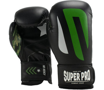 Super Pro (kick)Bokshandschoenen PU No Mercy Zwart/Groen/Zilver