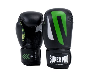 Super Pro (kick)Bokshandschoenen Kids No Mercy Zwart/Groen/Zilver