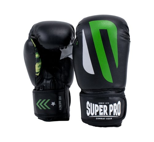 Super Pro (kick)Bokshandschoenen Kids No Mercy Zwart/Groen/Zilver