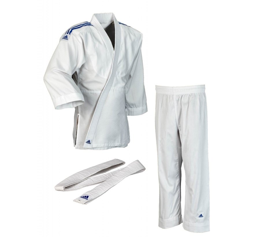 ADIDAS Judo pak "Club" wit, blauw strepen