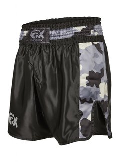 Phoenix PX Thai Shorts,"Contender" zwart-camo Maat L - OP=OP