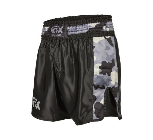 Phoenix PX Thai Shorts,"Contender" zwart-camo Maat L - OP=OP