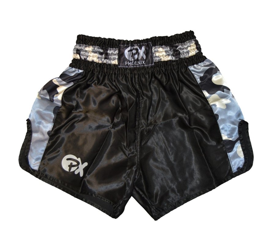PX Thai Shorts,"Contender" zwart-camo Maat L - OP=OP