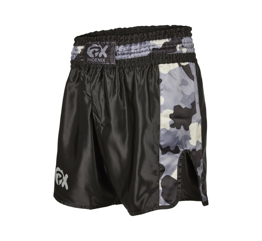 PX Thai Shorts,"Contender" zwart-camo Maat L - OP=OP